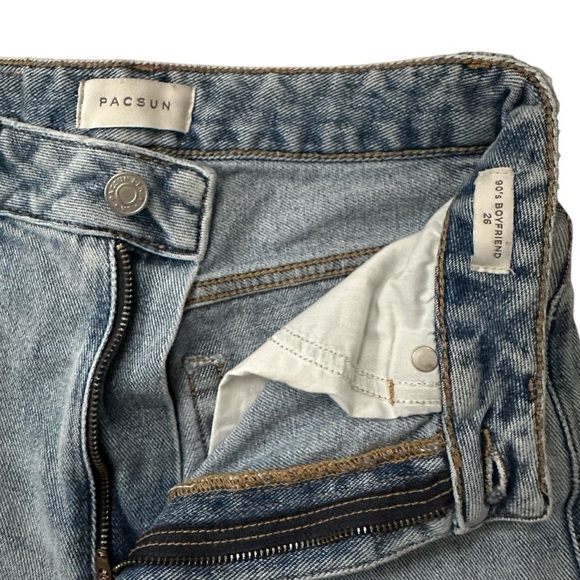 PacSun 90's Boyfriend High Rise Distressed Jeans Blue Size 26 - Picture 5 of 8